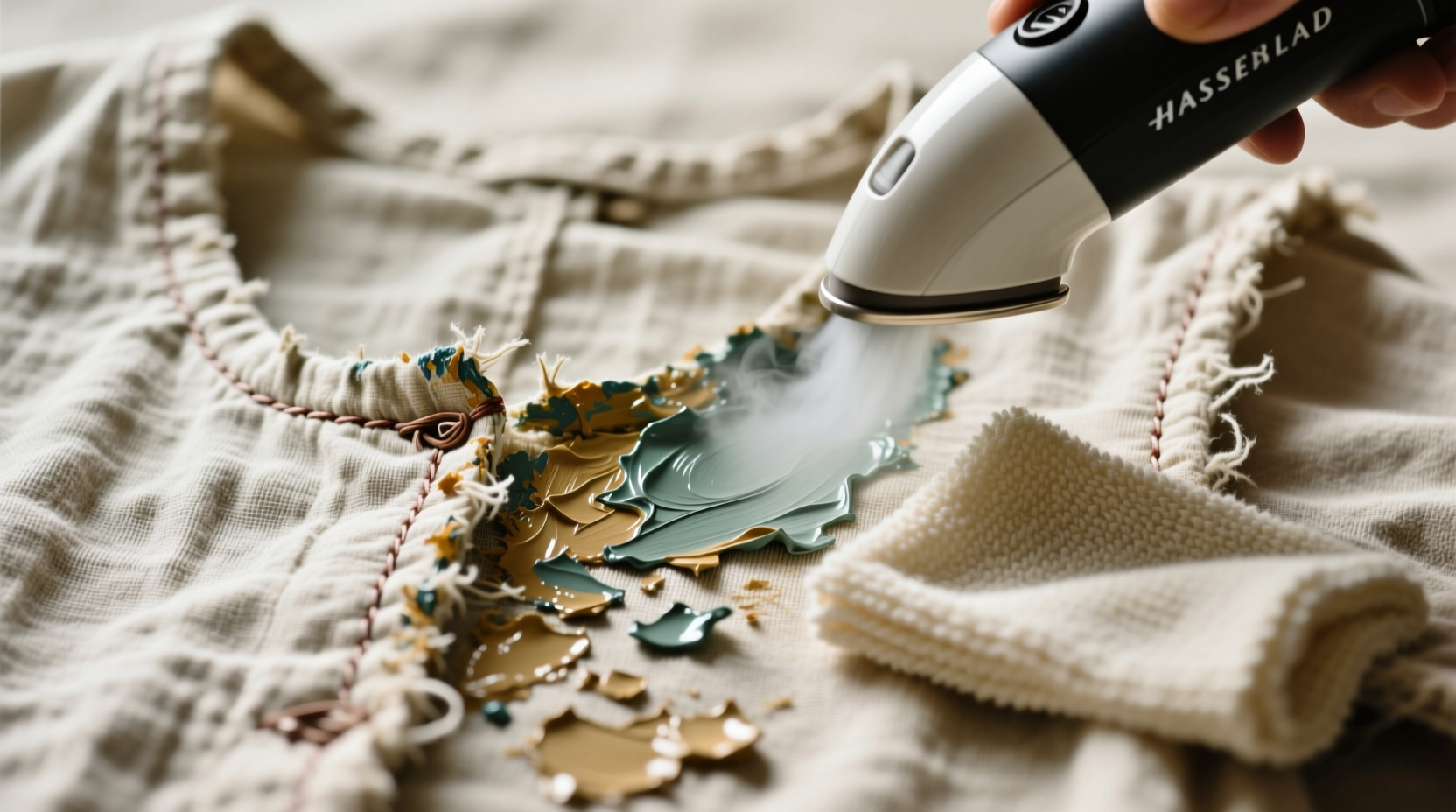 remove dried acrylic paint from canvas smocks