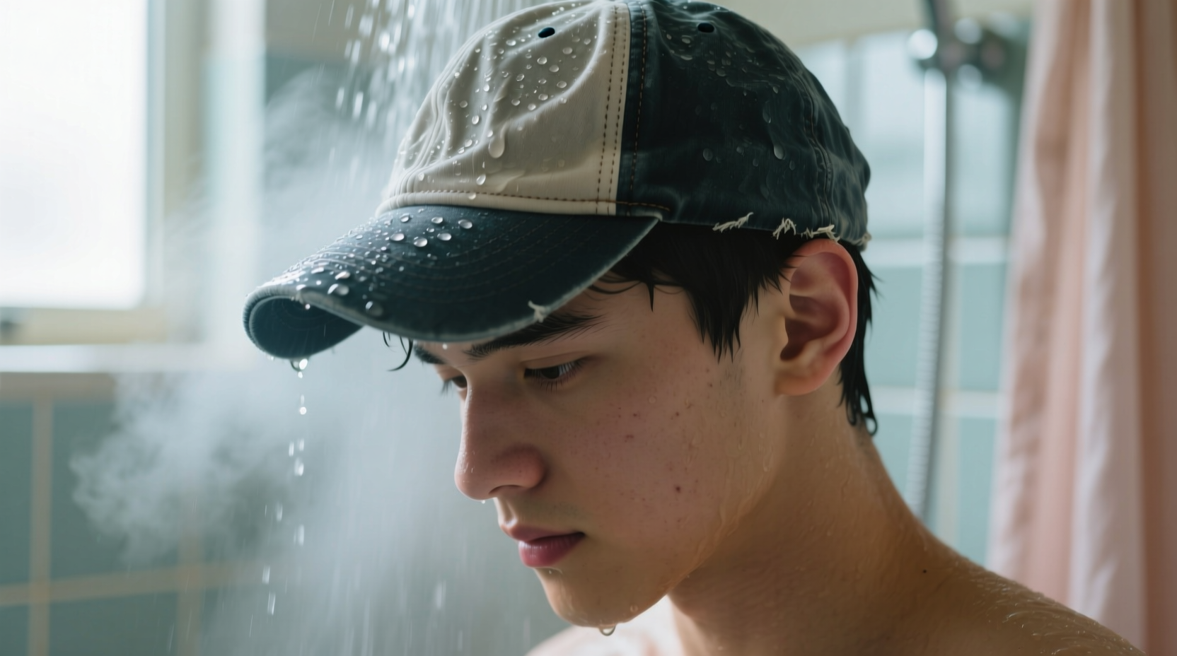 break in a baseball cap by wearing it in the shower