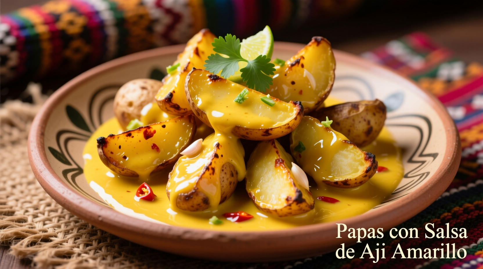 Peruvian aji amarillo potatoes with vibrant yellow sauce