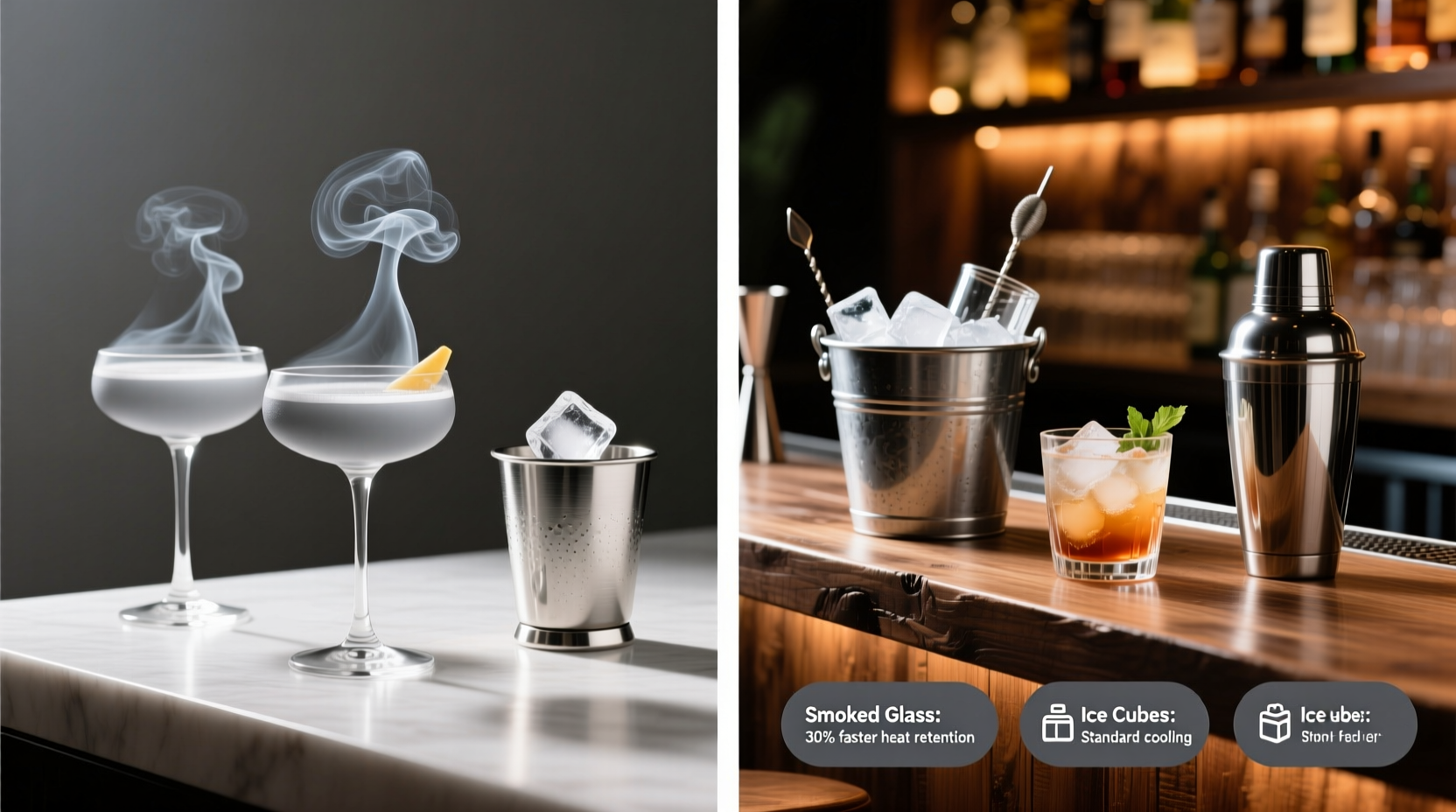 smoked cocktail glasses vs traditional chilling methods effectiveness