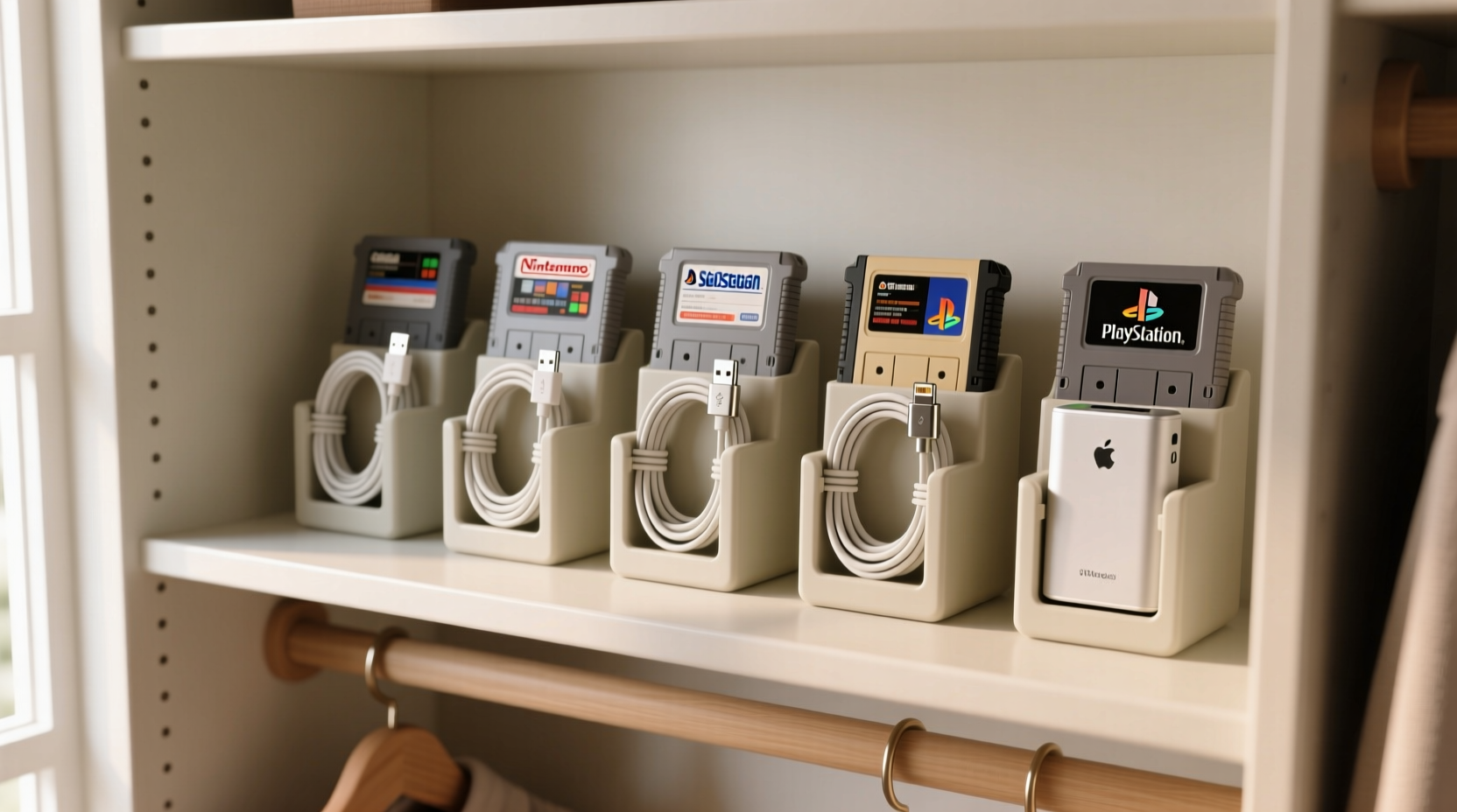 closet organization tips charger storage hack