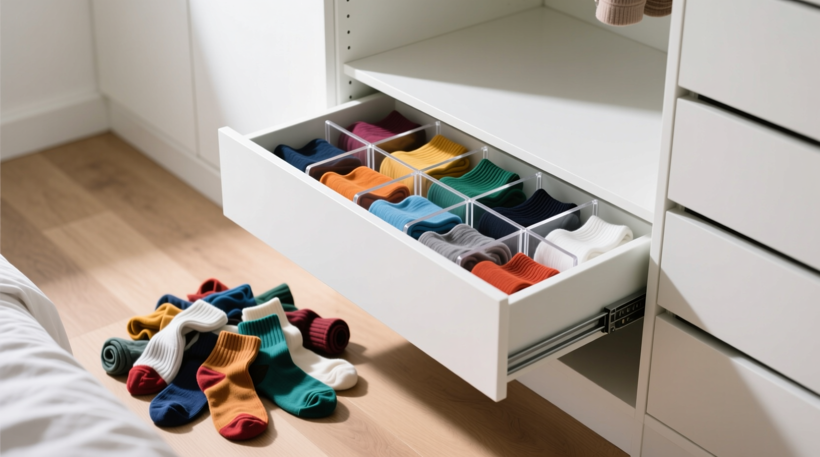 closet drawer dividers vs rolled sock towers