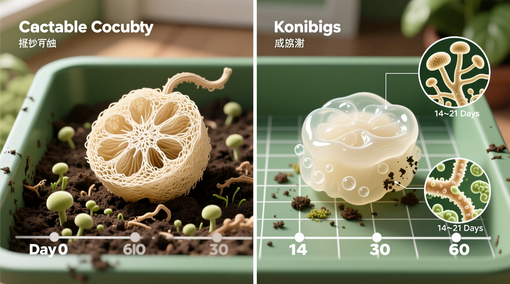 loofah vs konjac which decomposes faster in home compost