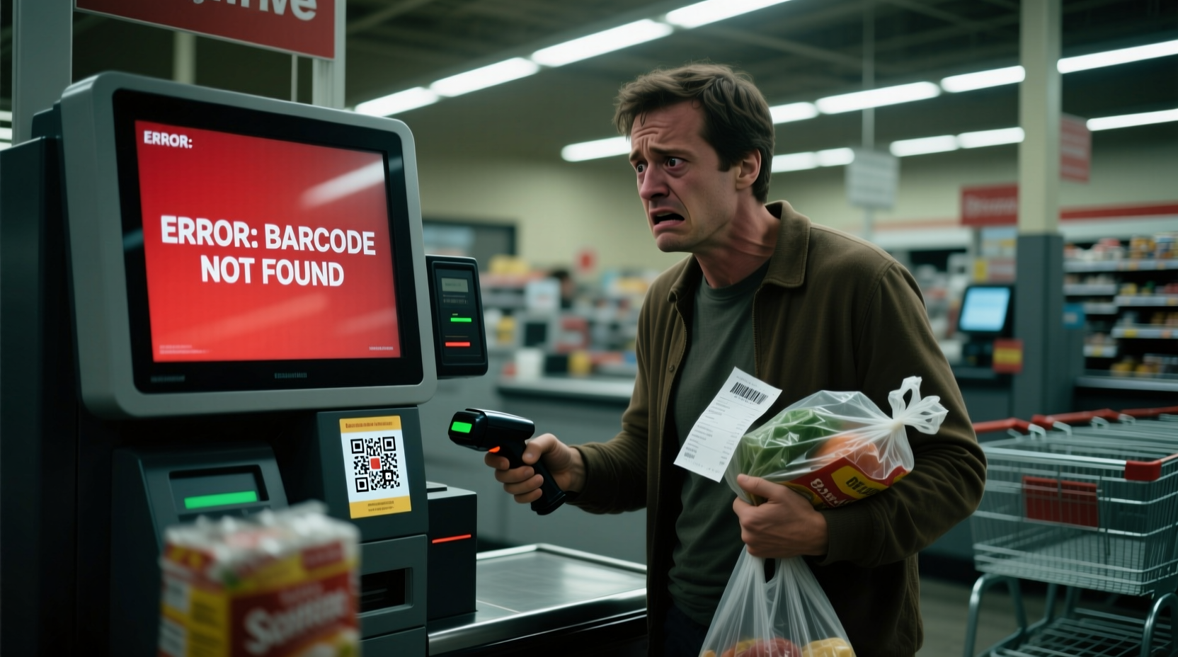 stop searching for the barcode to get through self chec