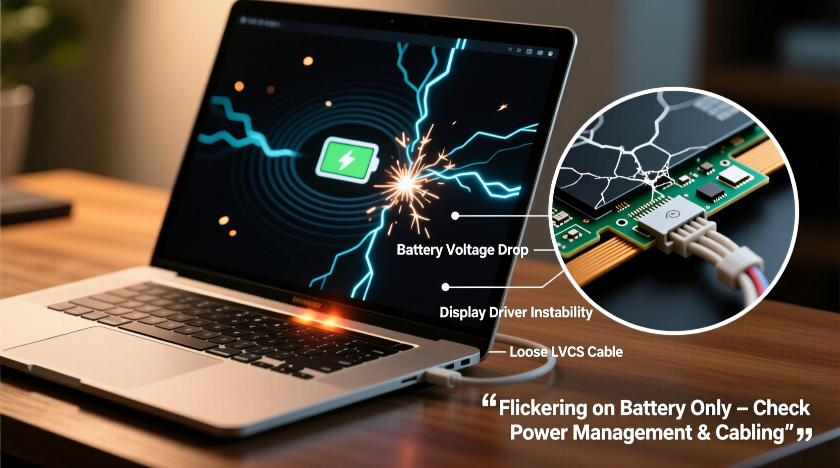 why is my laptop screen flickering on battery power only