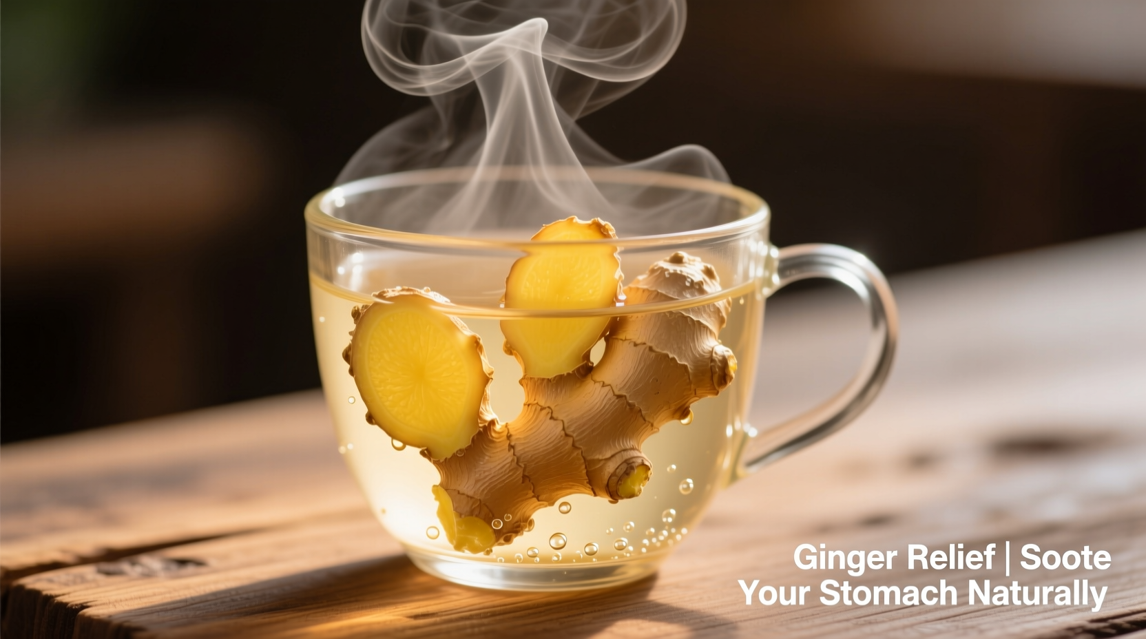 Ingwerwurzel-Scheiben ziehen in warmem Wasser für Sodbrennen-Linderung