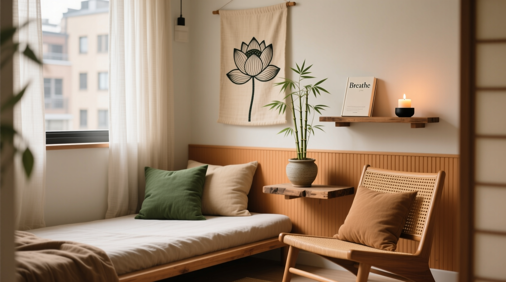 how to create a calming corner in a small apartment on a budget