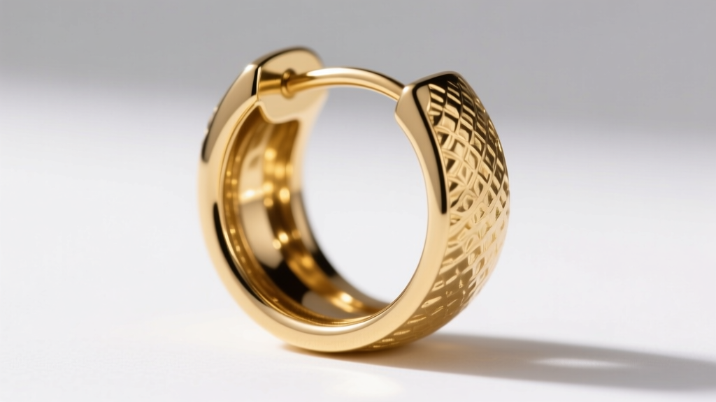 Cross-section macro photograph of an electroformed hollow gold earring post showing the thin gold shell and empty interior space