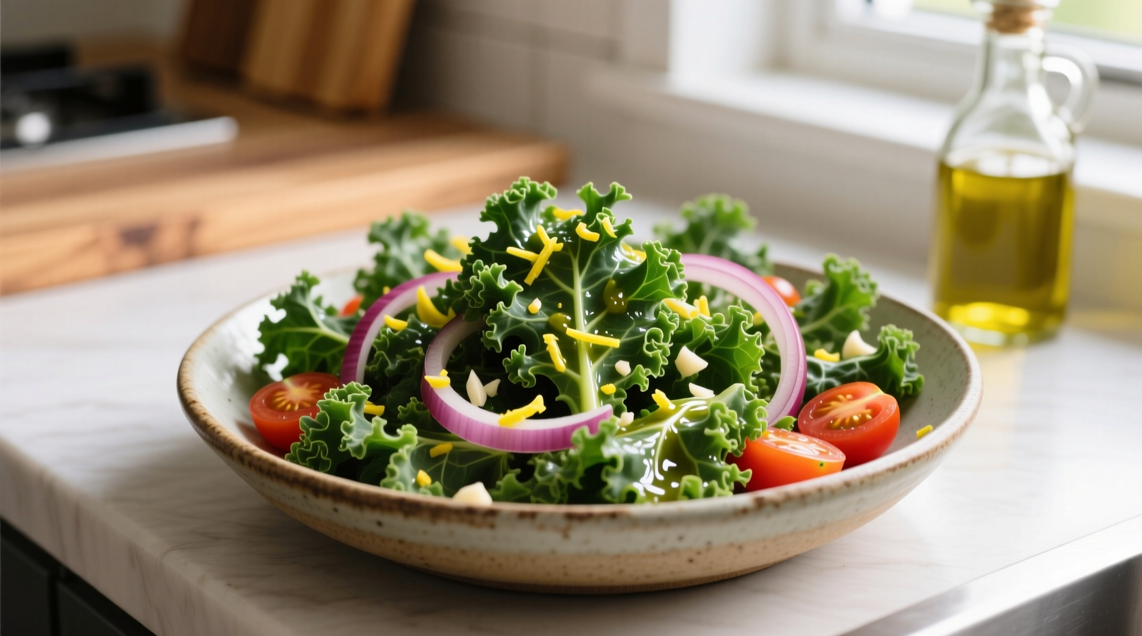 refreshing kale salad with lemon and garlic dressing