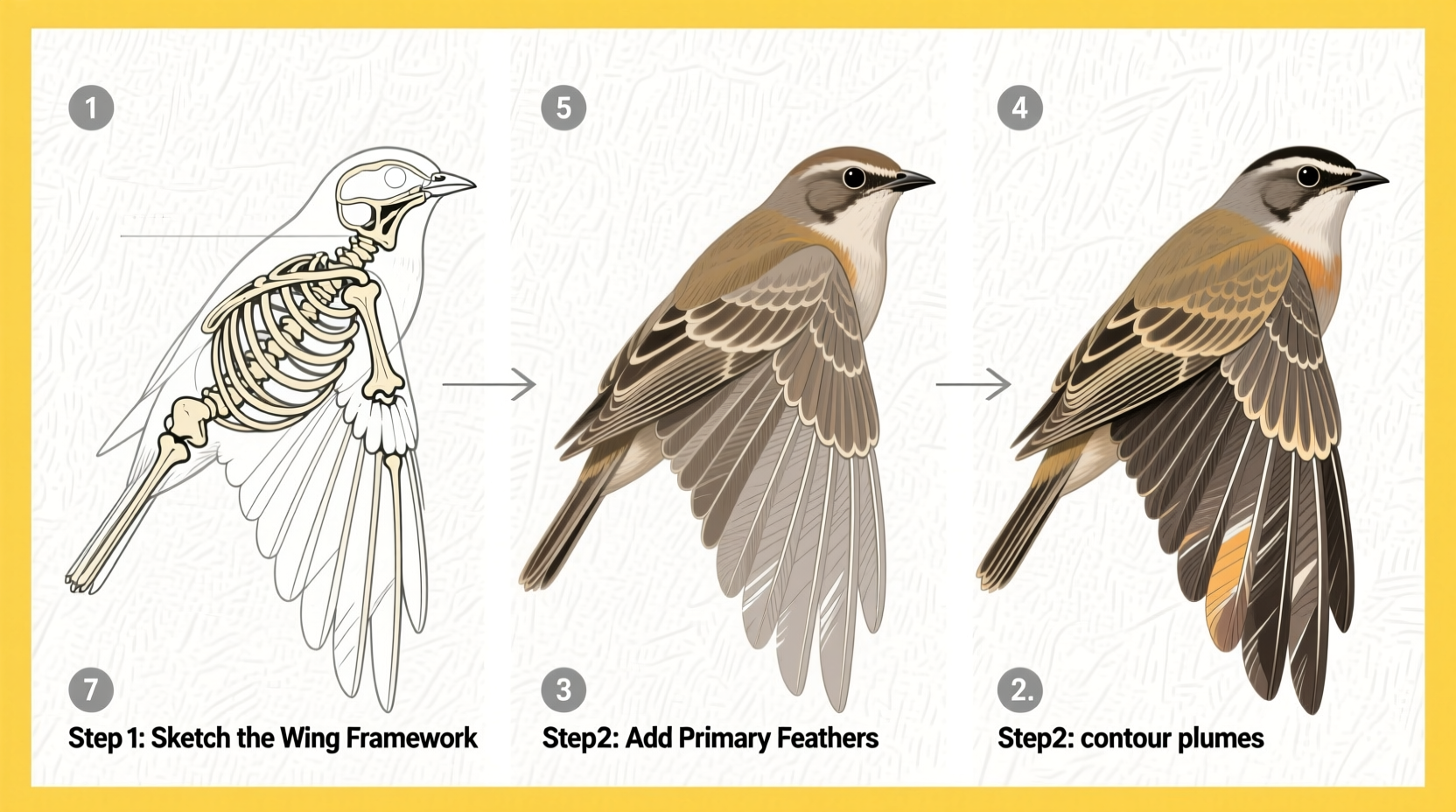 how to draw bird wings