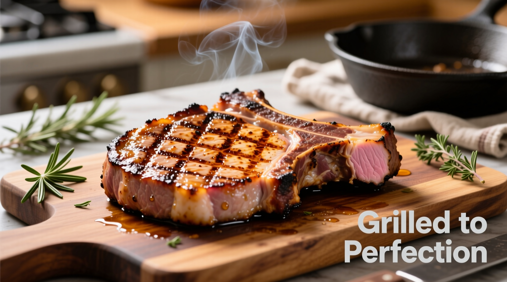 Perfectly grilled pork chops with sear marks