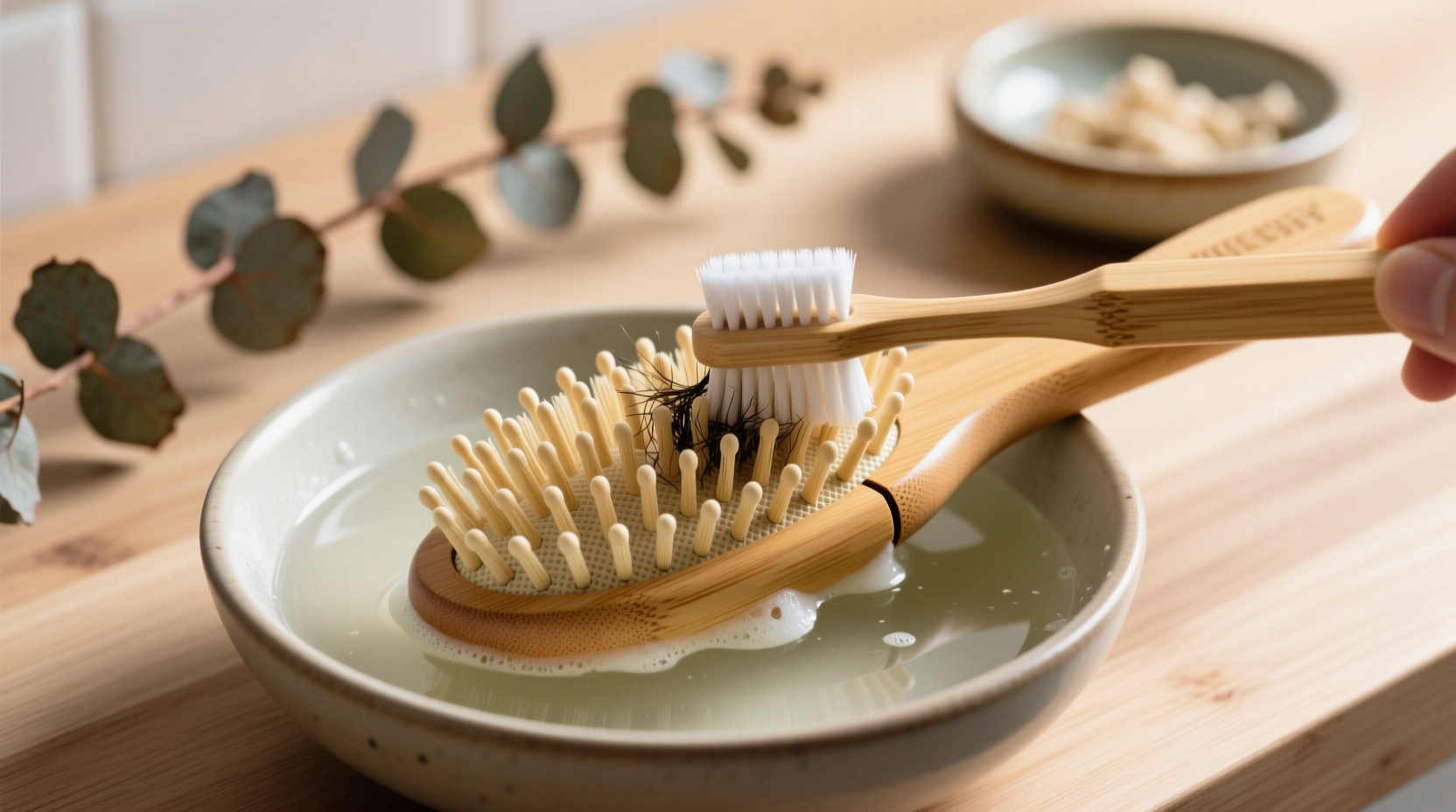 eco friendly cleaning tips deep clean bamboo hairbrush safely
