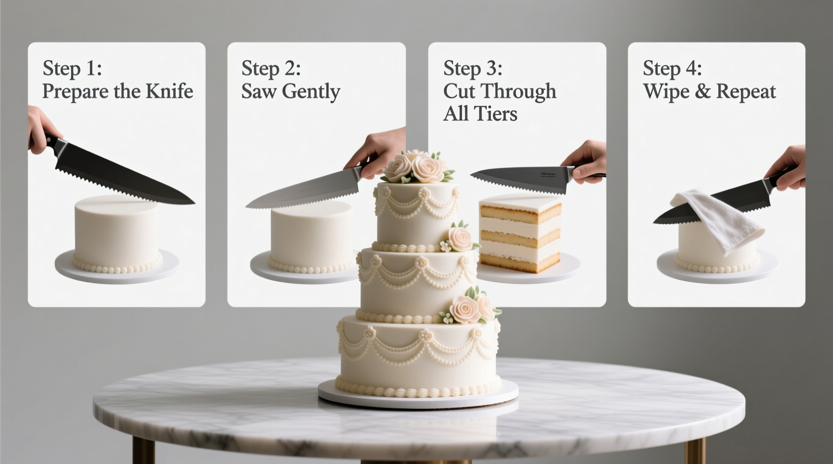 how to slice a wedding cake