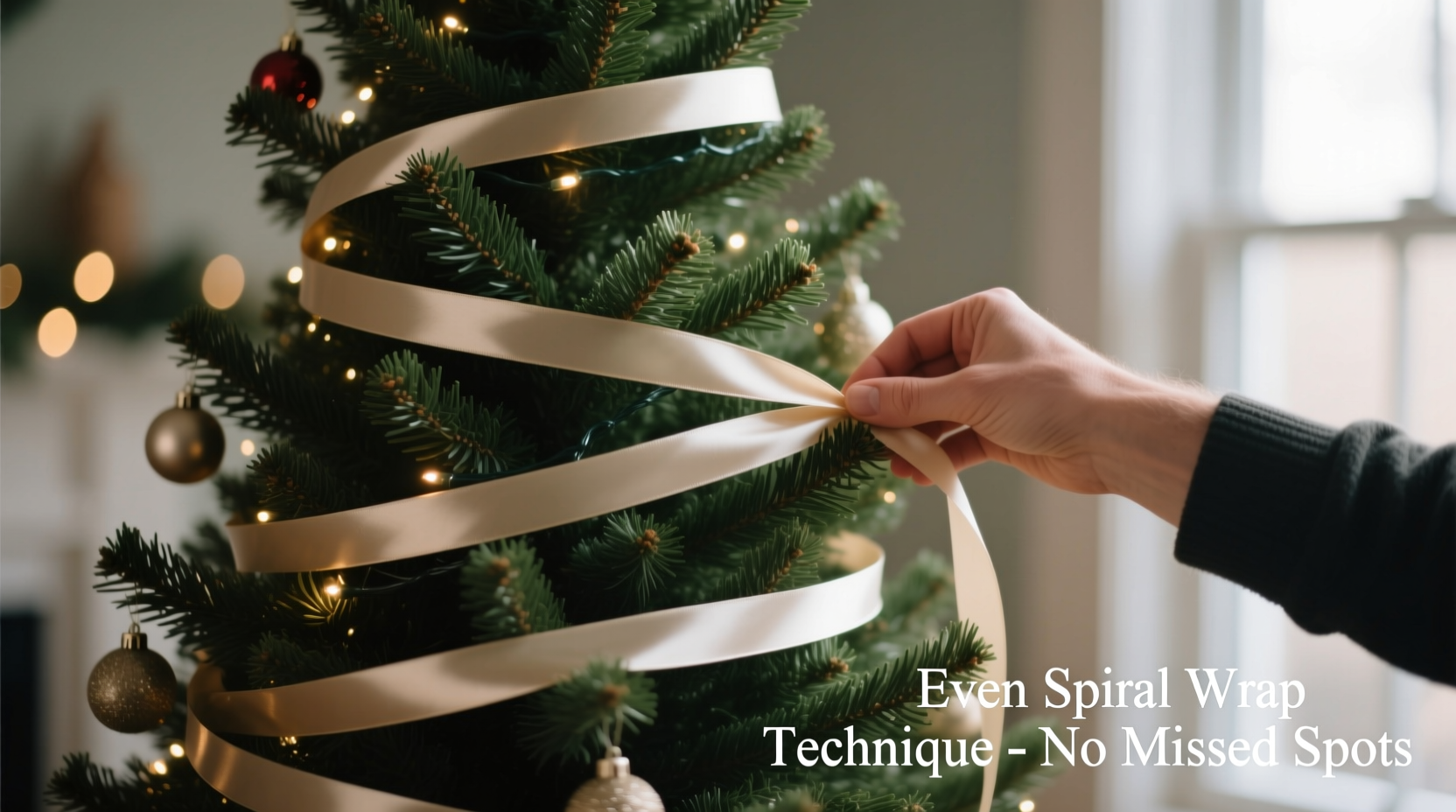 how to wrap a tall christmas tree evenly without missing spots