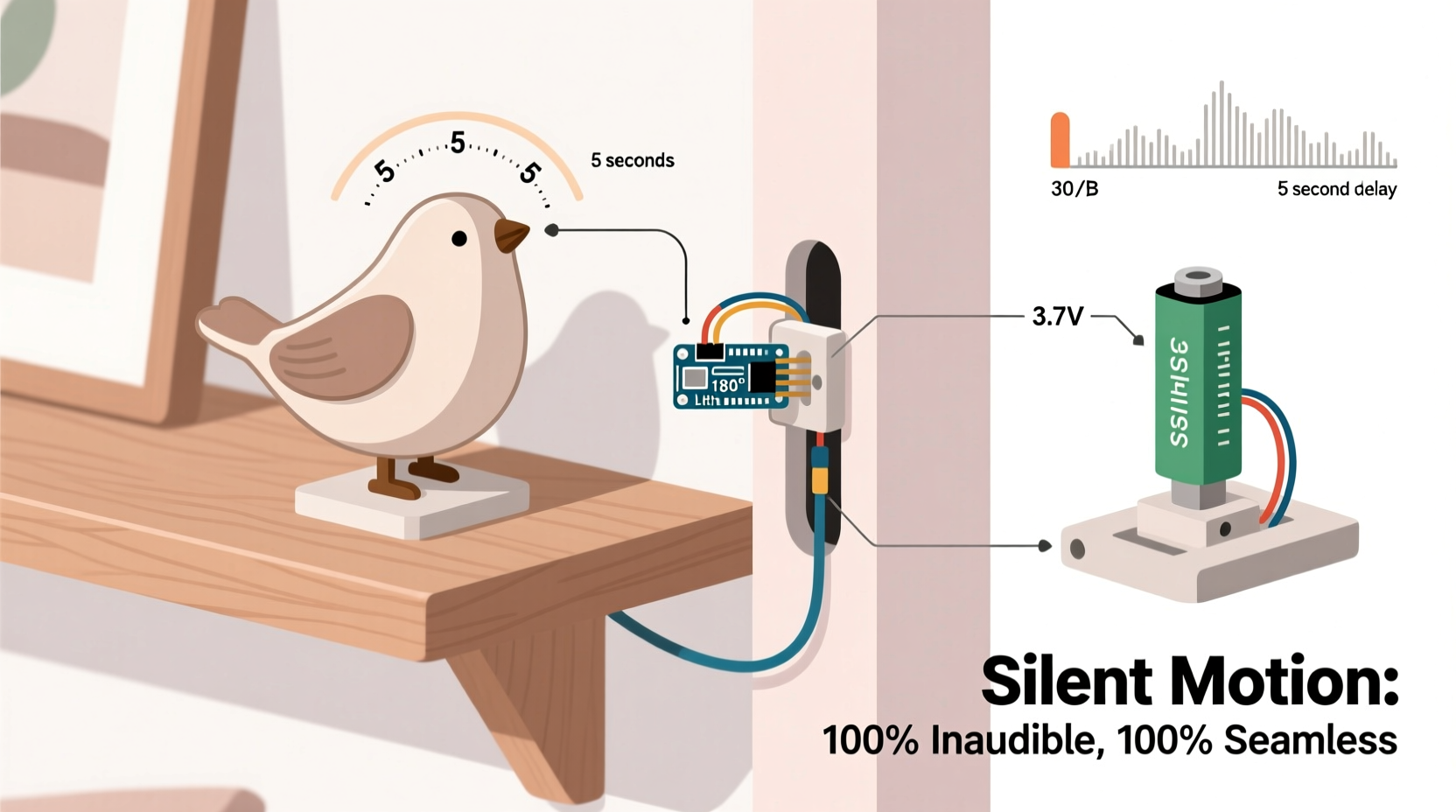how to add subtle motion to static decorations using silent mini servo motors