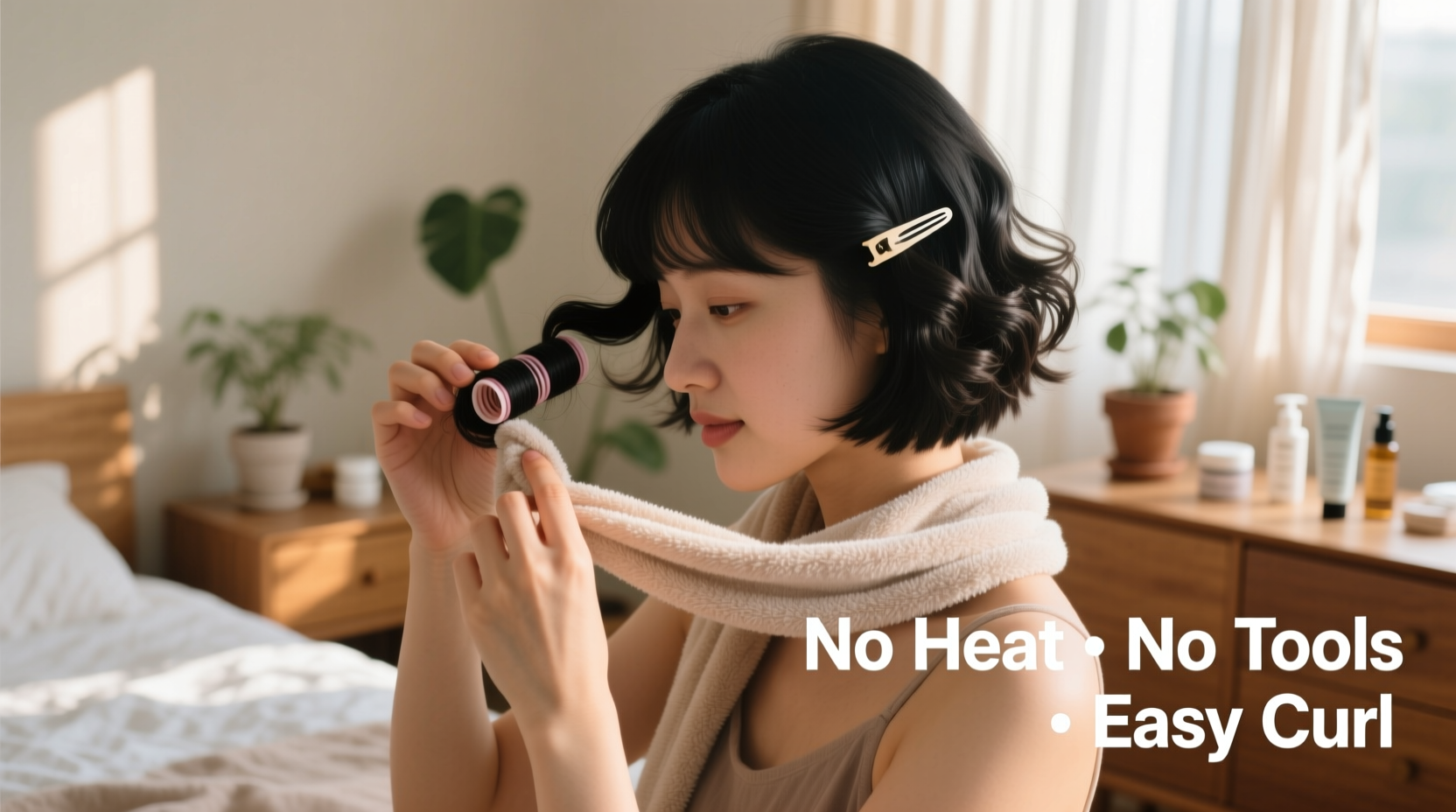 how to curl short hair without heat damage easy no tool methods