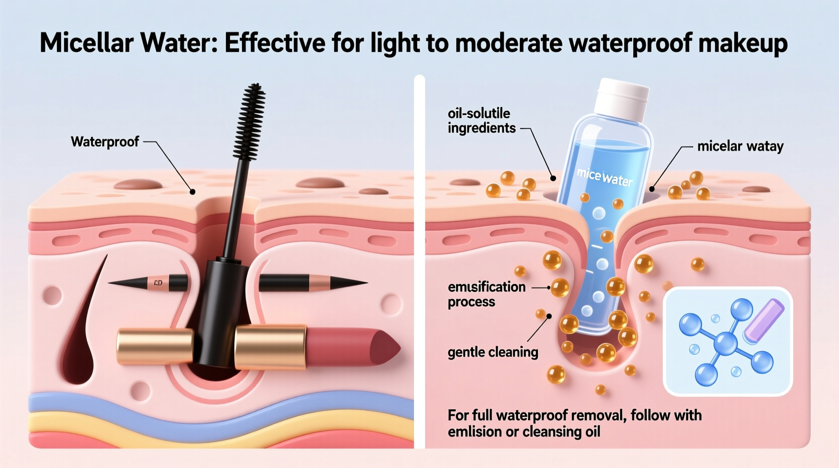 is micellar water enough to remove waterproof makeup or just a first step