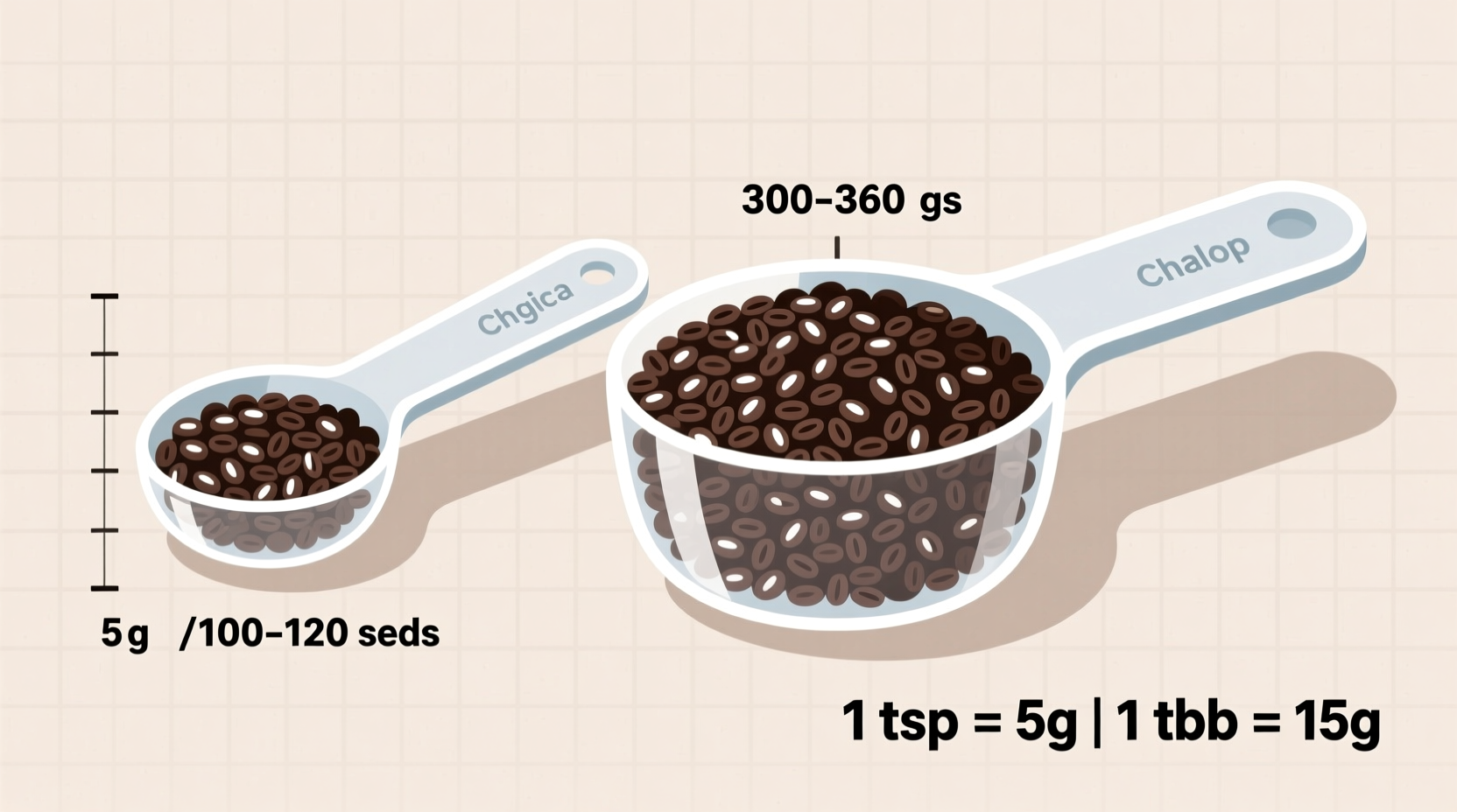 Chia seeds measurement comparison in teaspoon and tablespoon