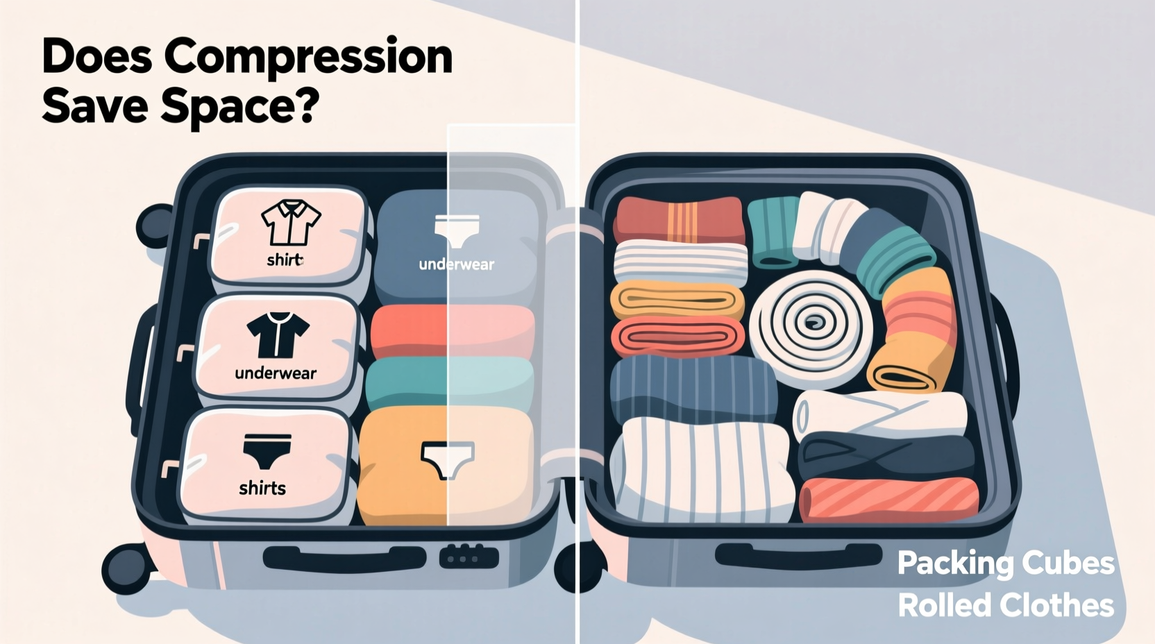 packing cubes vs rolling clothes does compression actually save suitcase space