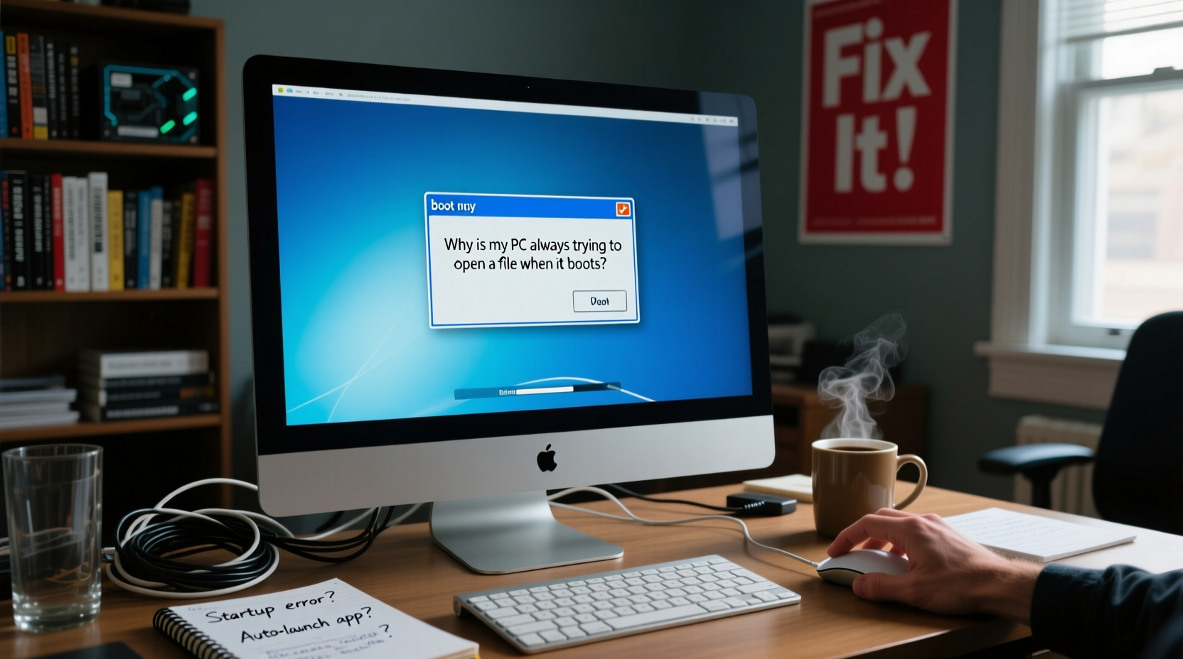 why is my pc always trying to open a file when it boots