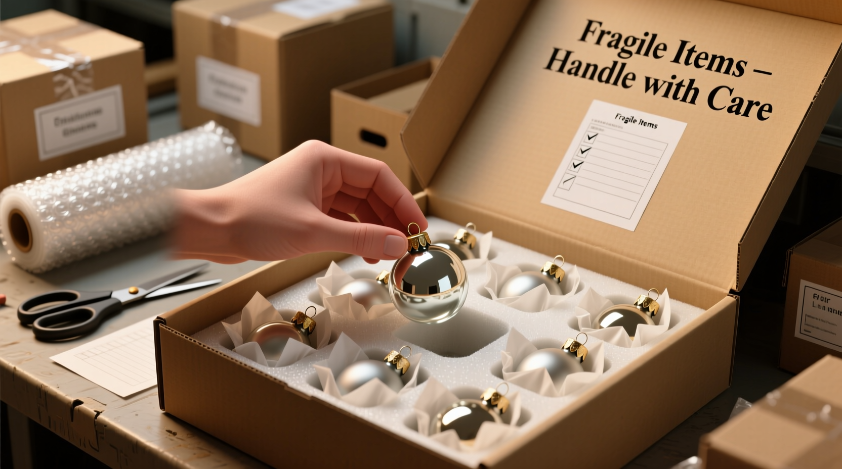 how to pack fragile christmas ornaments for moving without shattering
