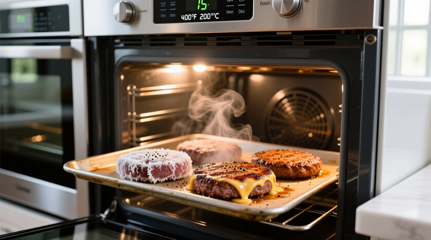 how long to cook frozen burgers in oven