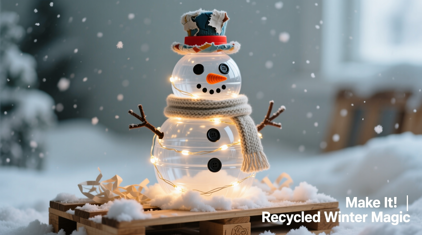 how to make a glowing snowman decoration using recycled bottles and lights