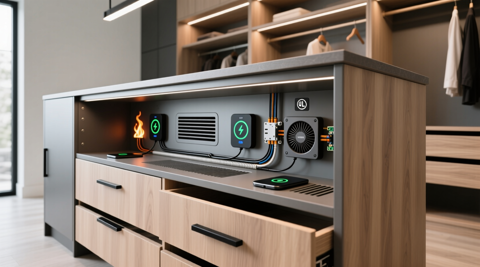 closet organization tips safe charging stations