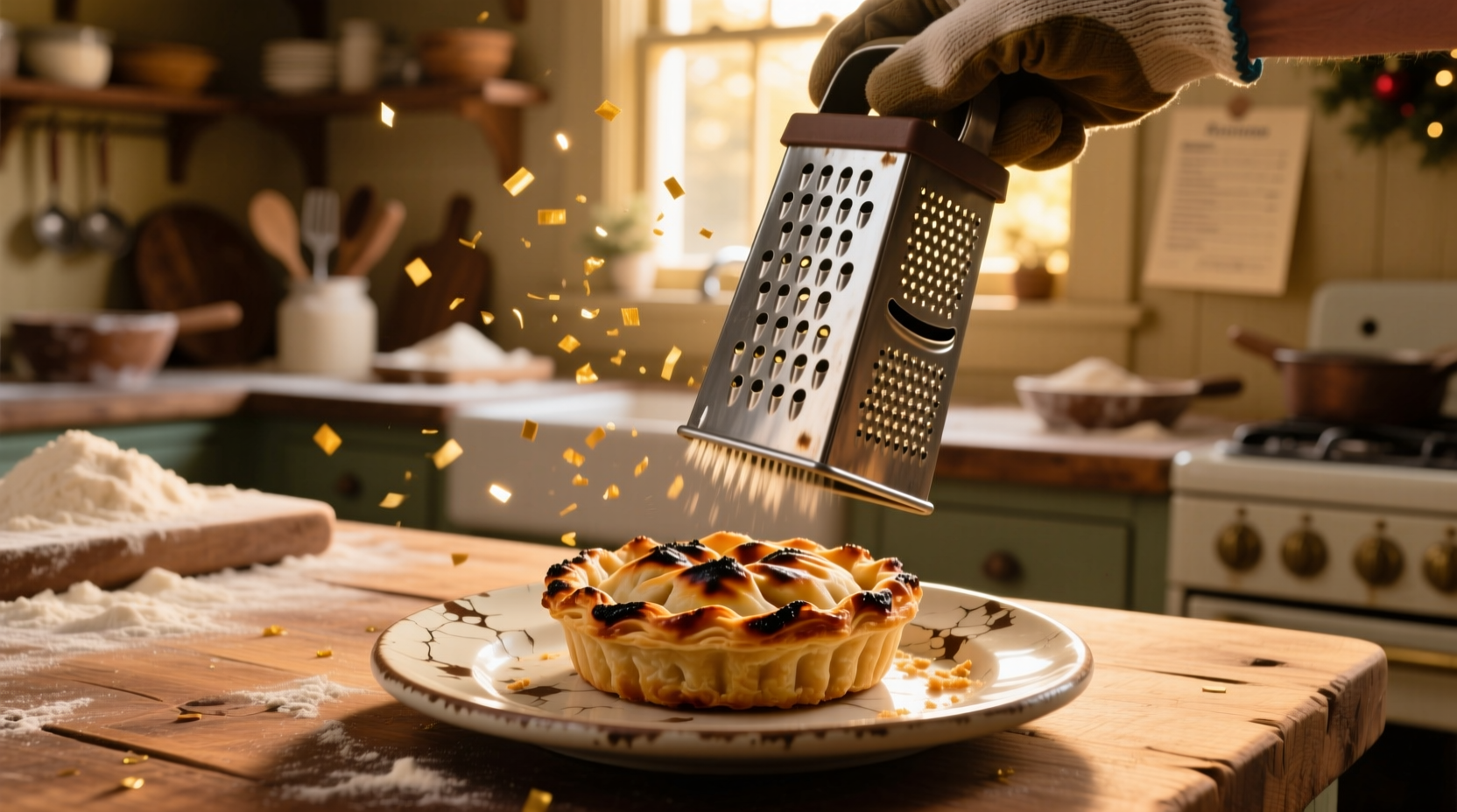 use a microplane grater to rescue slightly singed holid