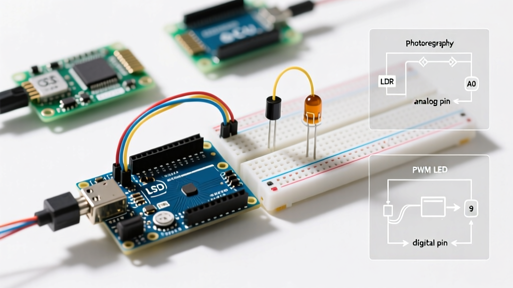 Photo Resistor LED Arduino Configuration Guide: Auto-Dimming Circuit