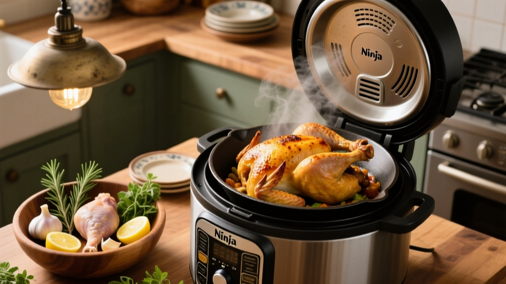 Crispy & Juicy Ninja Foodi Roast Chicken Recipe