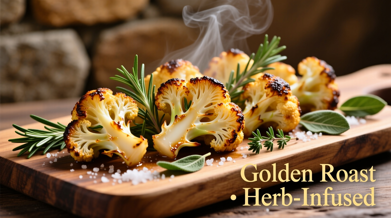 Golden roasted cauliflower florets with herbs