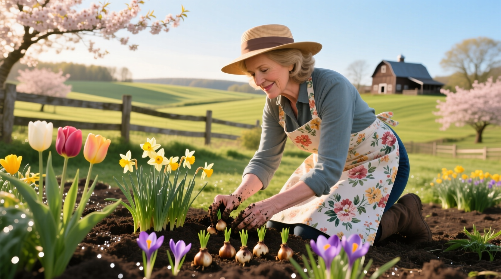 martha stewart plants spring blooming bulbs on farm