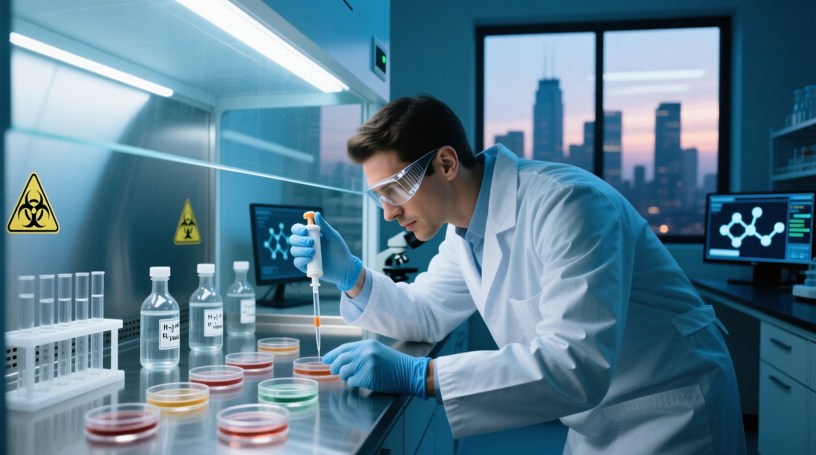 Food scientist examining samples in laboratory