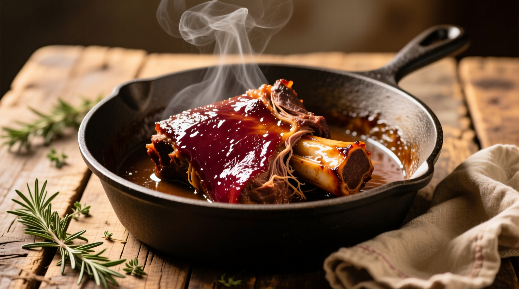Perfectly braised beef cheeks in cast iron pot