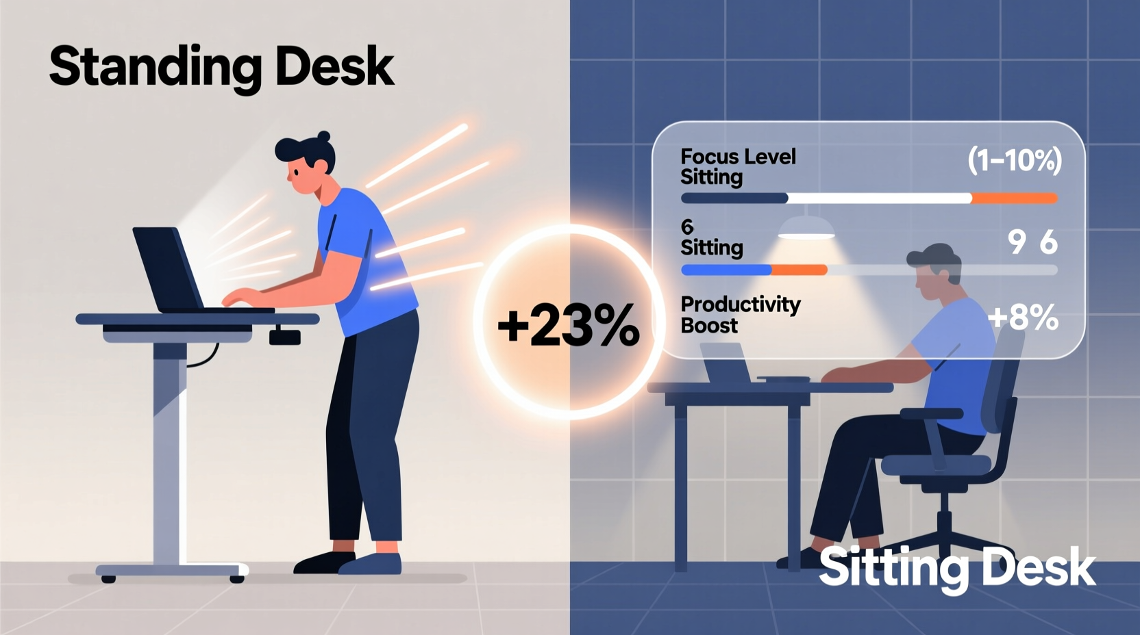 standing desk vs sitting desk for focus which boosts productivity more