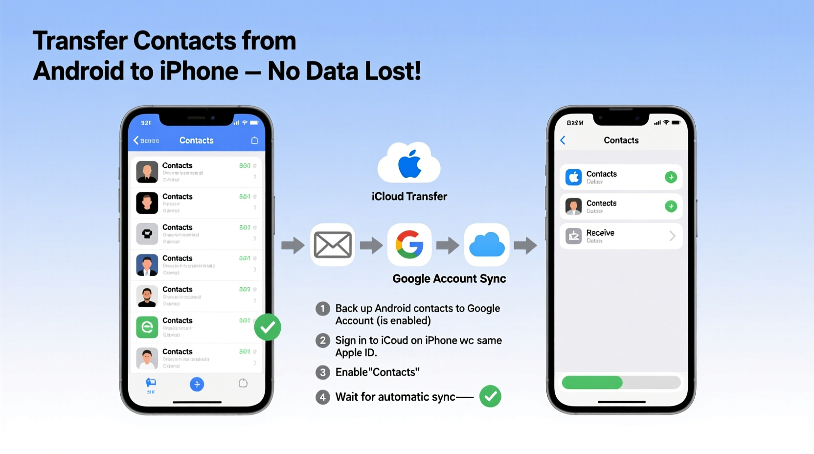 how to quickly transfer contacts from android to iphone without losing any data