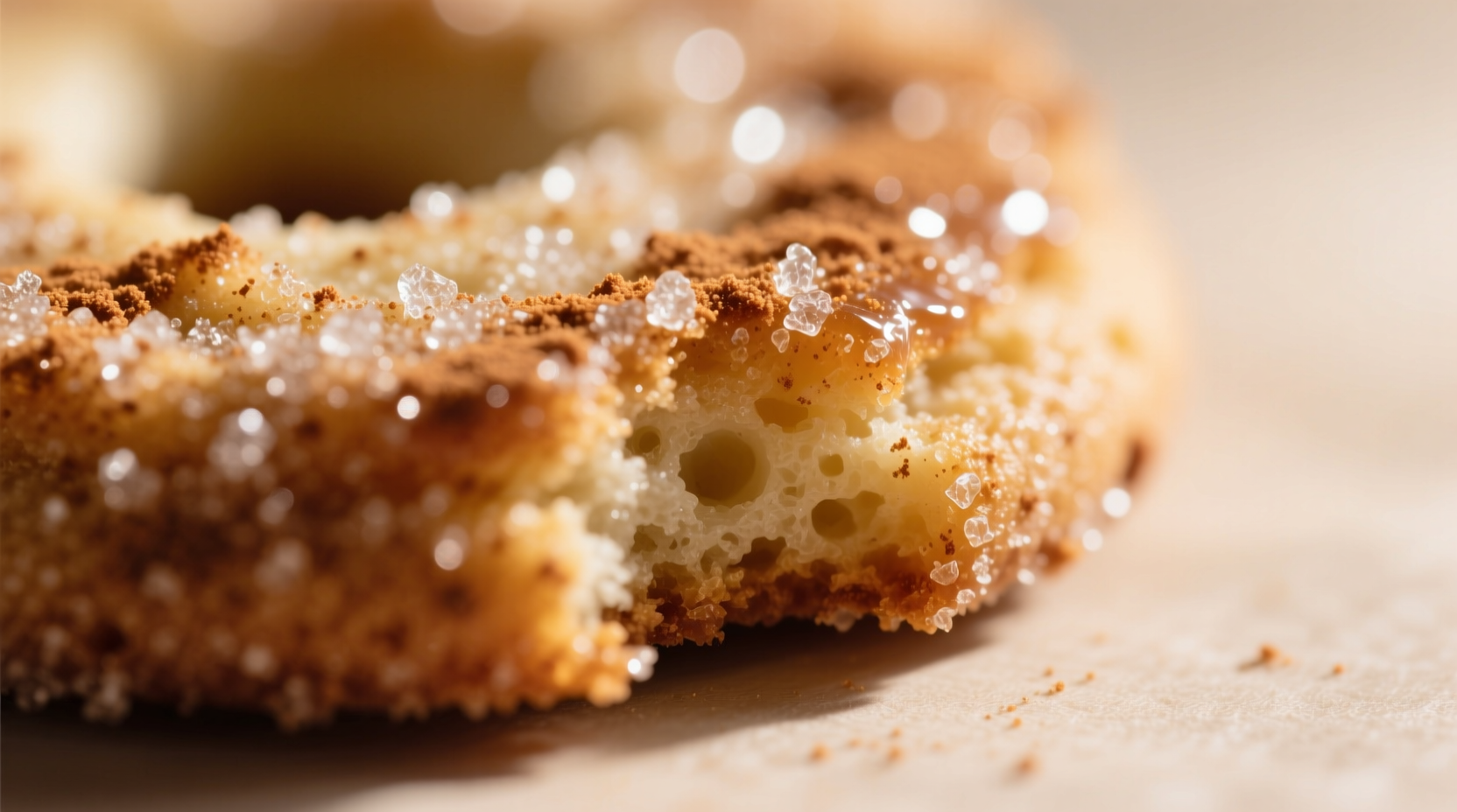 Close-up of snickerdoodle cookie showing cinnamon sugar coating