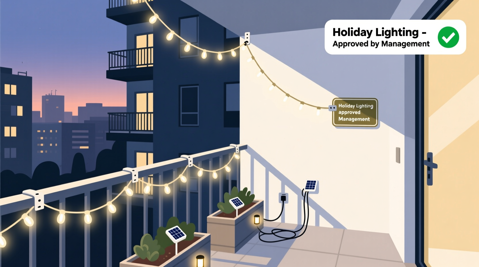 how to hang christmas lights on apartment balconies without violating rules