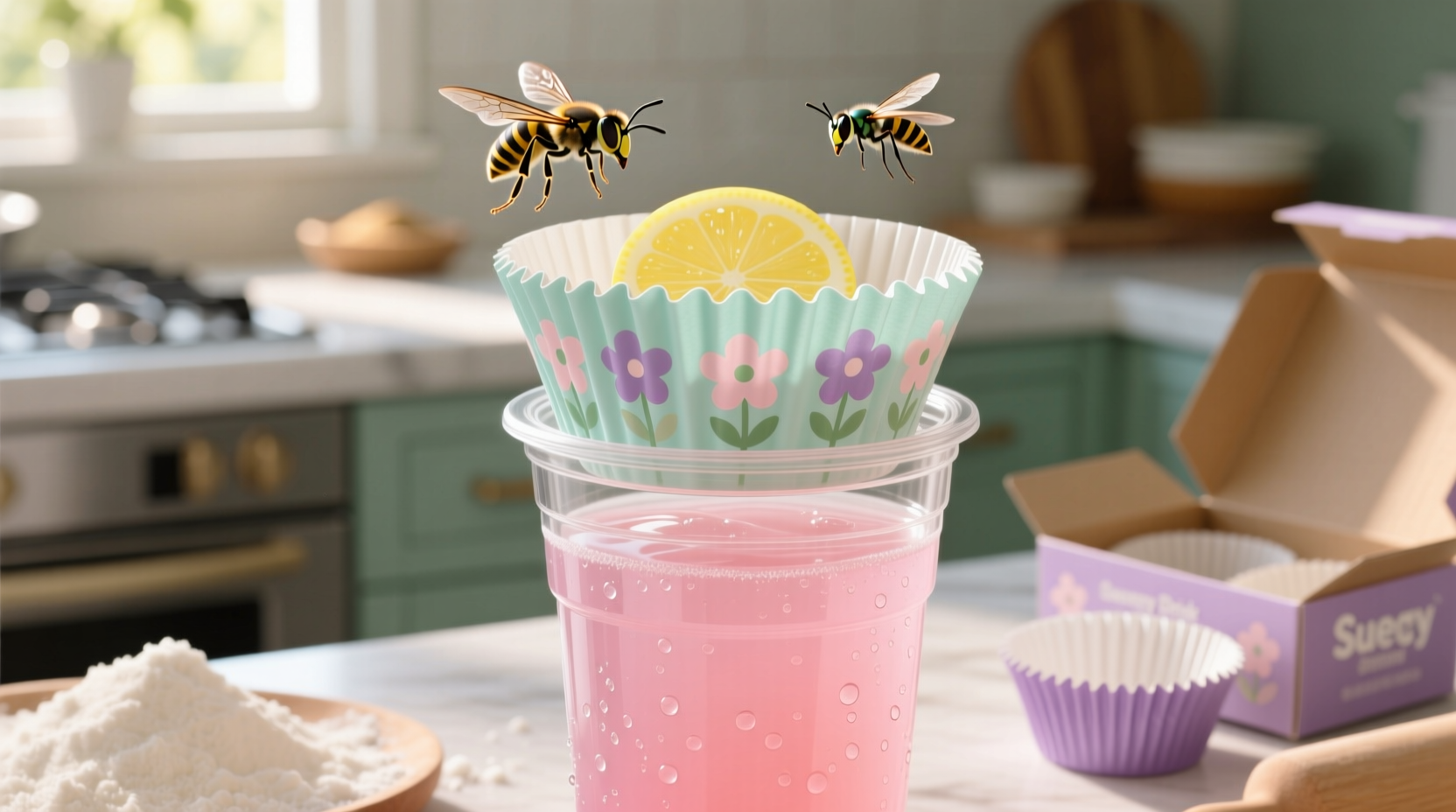 keep insects out of sugary drinks with cupcake liners