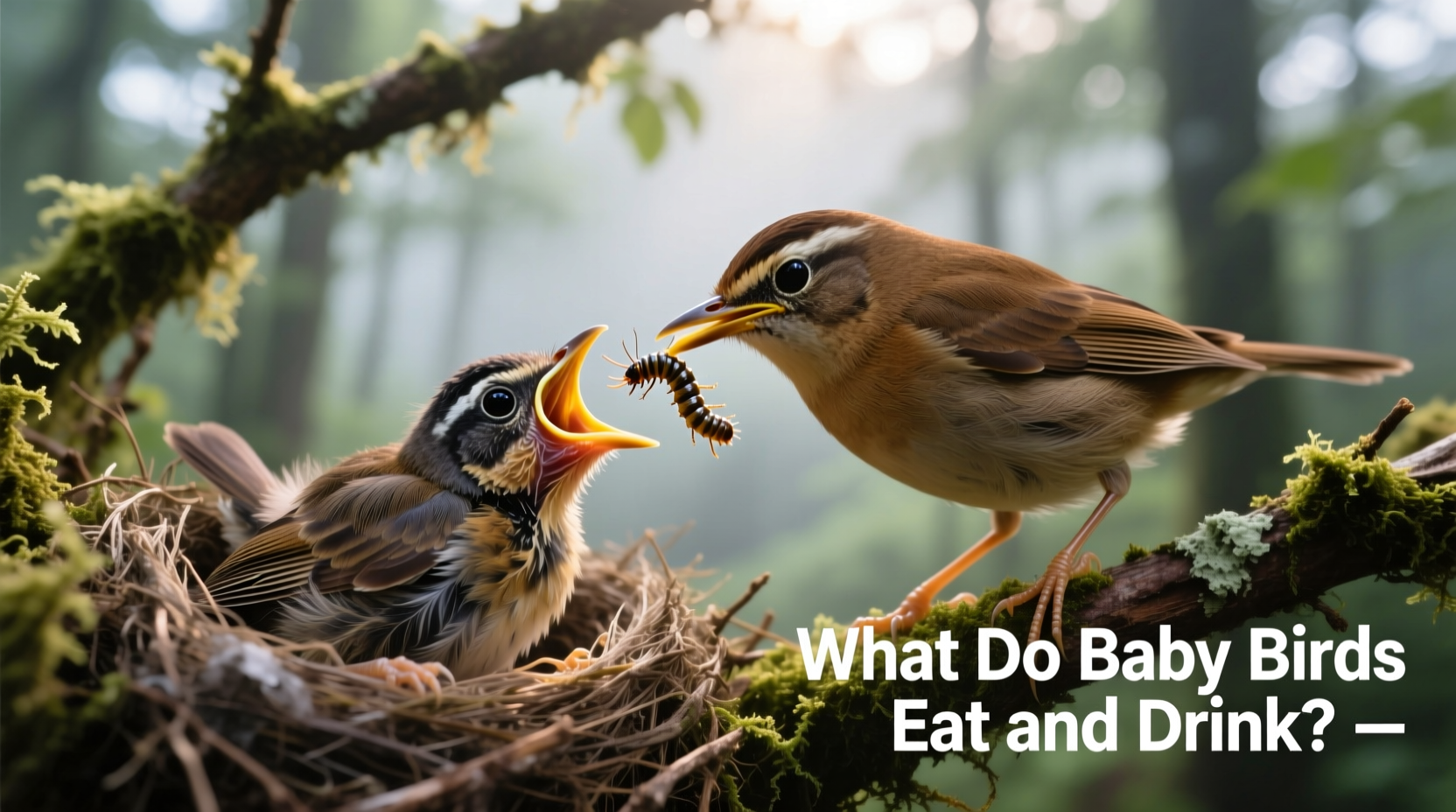 what do baby birds eat and drink