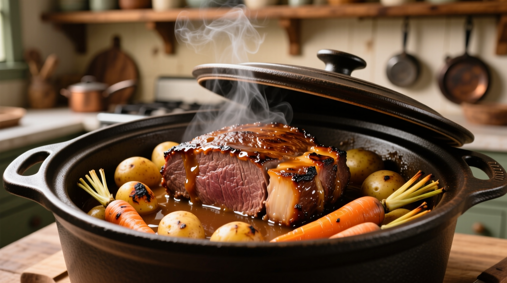 Perfectly cooked crock pot beef chuck roast with vegetables