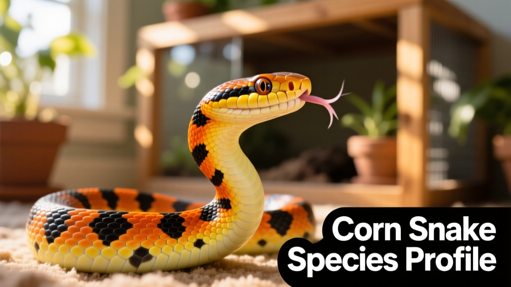 Close-up of a healthy juvenile corn snake with vivid patterning and alert posture
