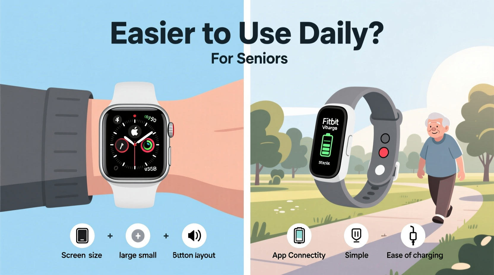 smartwatch vs fitness tracker for seniors which is easier to use daily