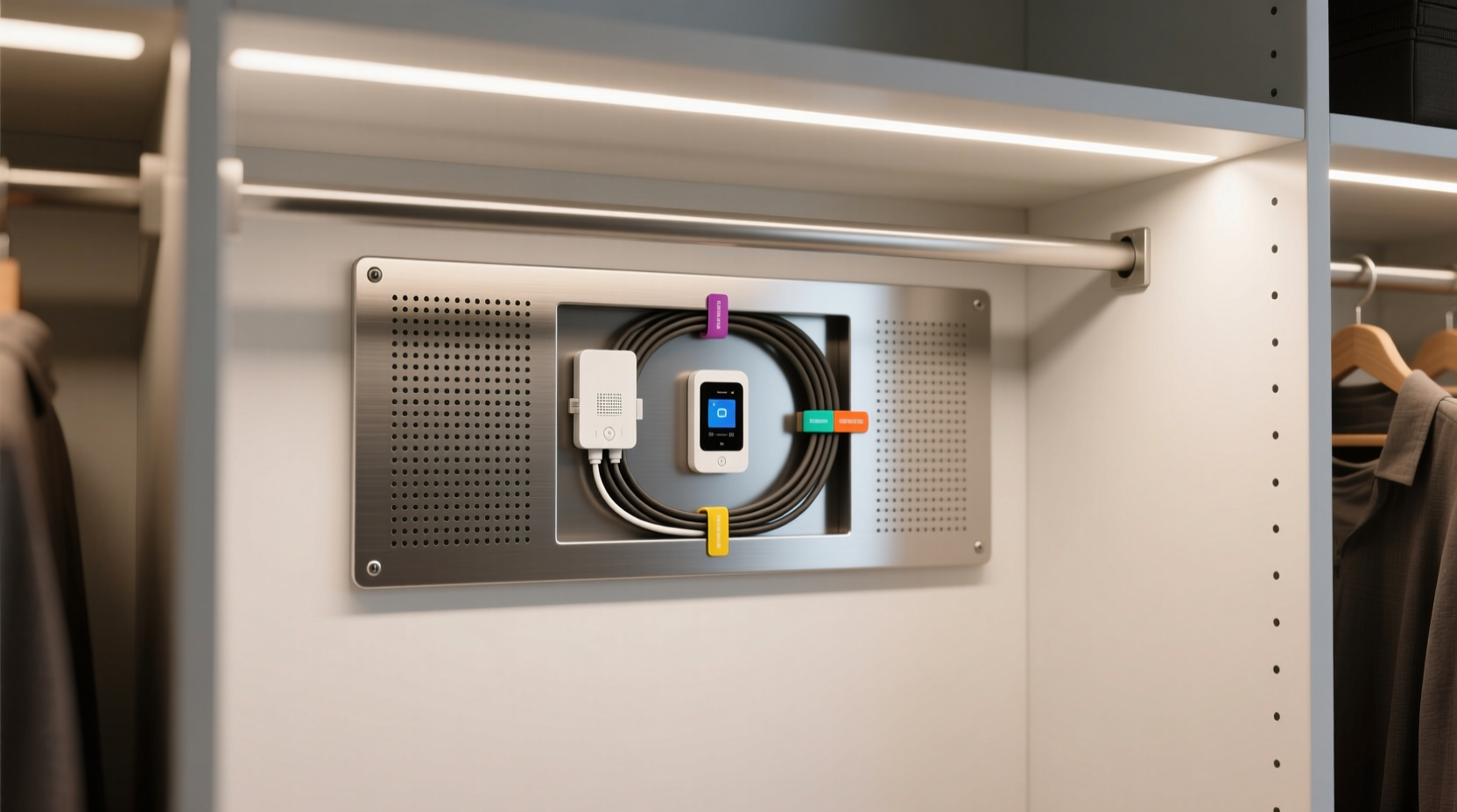closet organization tips hide cables hubs safely