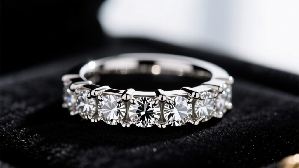 Macro photography of a 950 platinum custom ring setting showing precise pave diamond alignment and sturdy 1.2mm prongs on velvet.