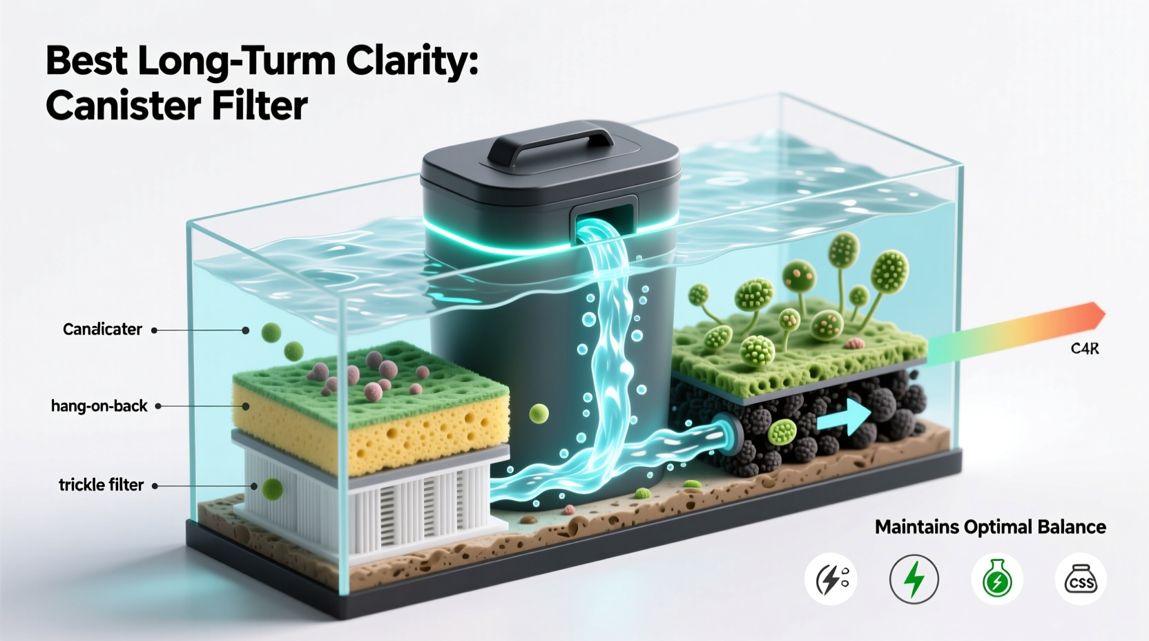 aquarium filter types which keeps water clearest longest