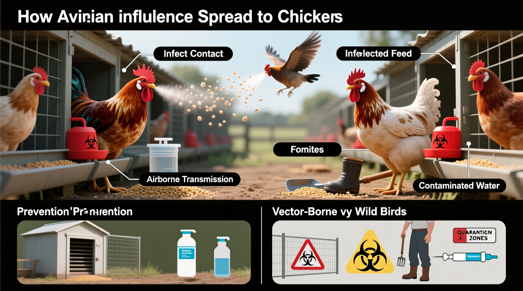 how does bird flu spread to chickens
