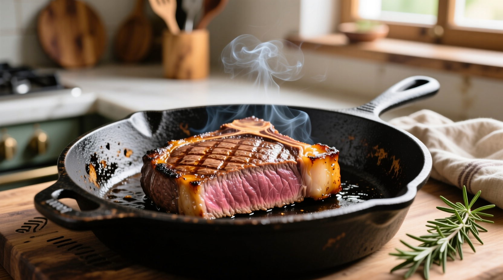 Richtig gereinigte Gusseisenpfanne mit Patina