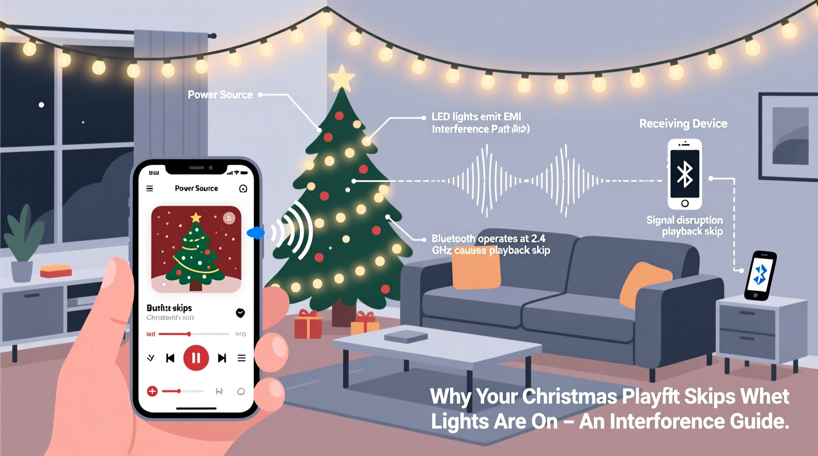 why does my christmas playlist skip when lights are on interference guide